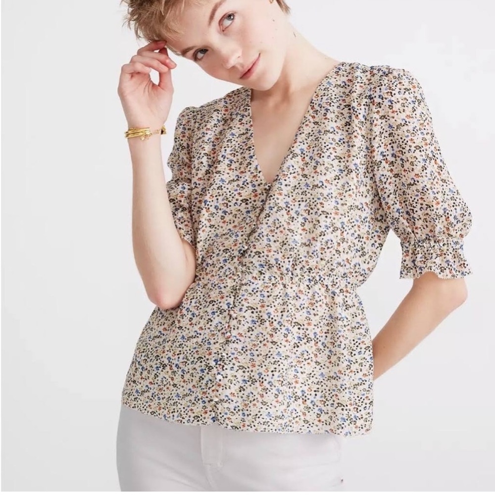 Madewell Silk Top Floral Peplum XS
